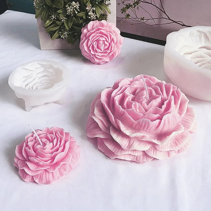 3D silicone mold Rose peony-shaped for soap, candles, gypsum