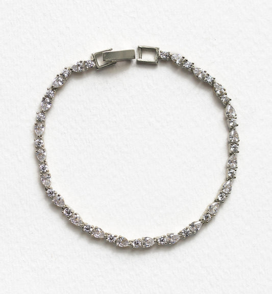 Mosaic Crystal Tennis 18K White Gold Bracelet | Mix Mix Style [Hot Seller]