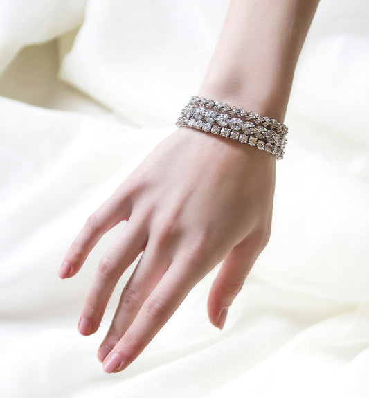 Moissanite Diamonds 18K White Gold Tennis Bracelet | Mix Mix Style [Hot Seller]