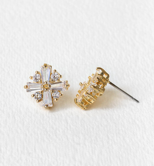 Deco Moissanite Stud 18K Gold Plated Earrings | Mix Mix Style [Hot Seller]