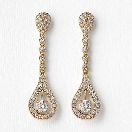 Moissanite Long Drop 18K Gold Plated Earrings | Mix Mix Style [Hot Seller]