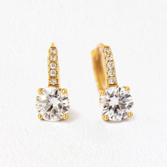 Tiny Moissanite Huggie 18K Gold Plated Earrings | Mix Mix Style [Hot Seller]