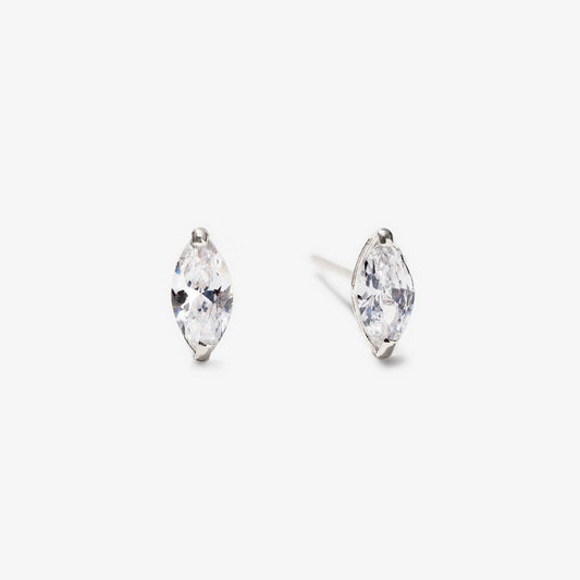 Moissanite Marquise Stud 18K White Gold Earrings | Mix Mix Style [Hot Seller]