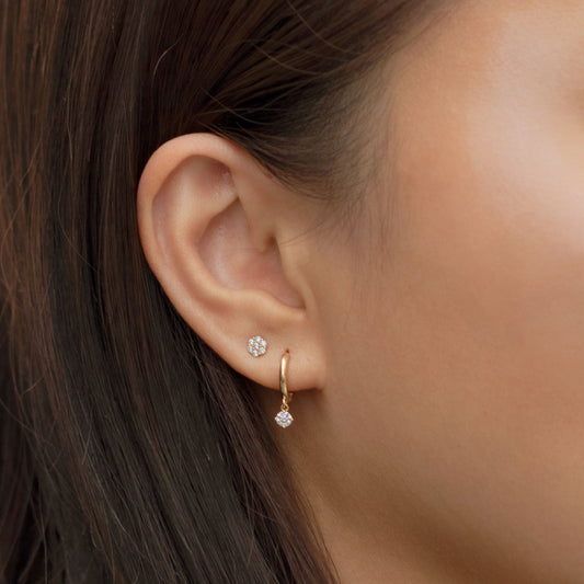 Moissanite Dangle Huggie 18K Gold Plated Earrings | Mix Mix Style [Hot Seller]
