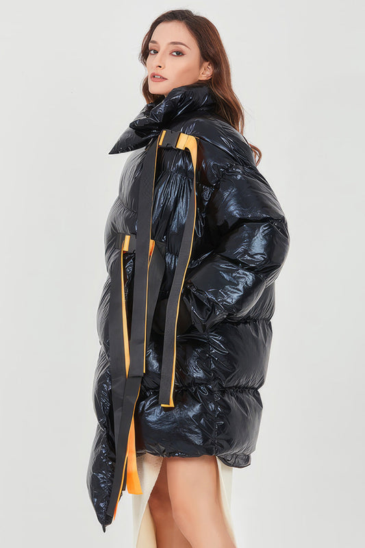 Edgy Black Oversized Puffer Jacket with Irregular Hem | Mix Mix Style [Hot Seller]