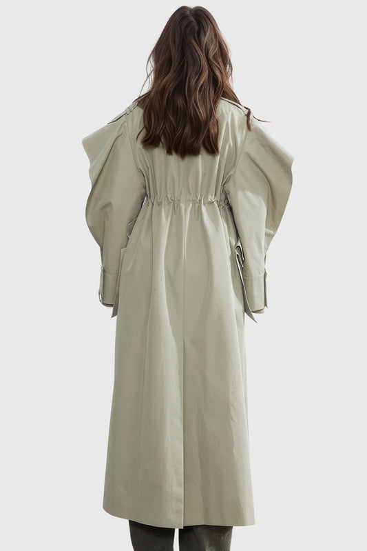 Light Green Oversized Trenchcoat with Adjustable Waist | Mix Mix Style [Hot Seller]