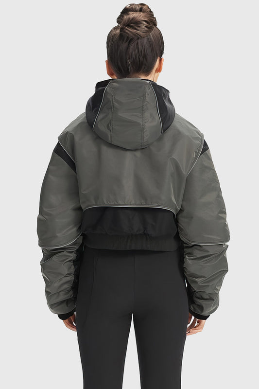 Dark Grey Fashion Hooded Cropped Jacket | Mix Mix Style [Hot Seller]
