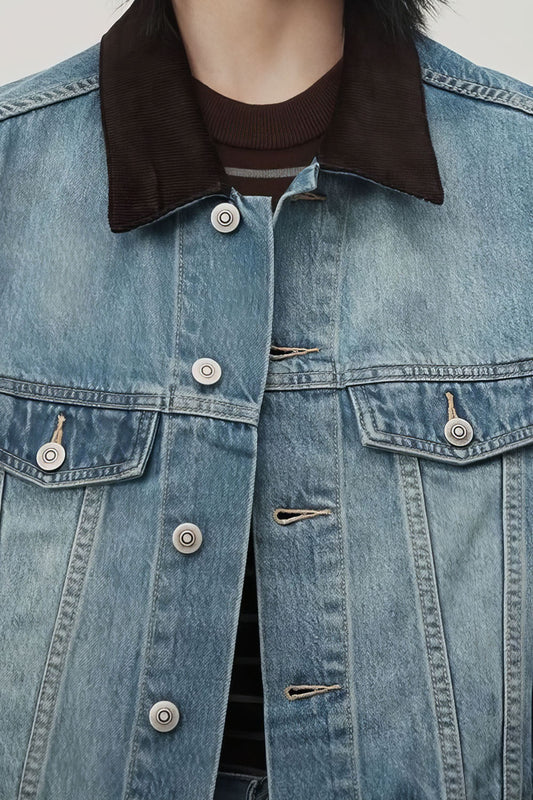 Popular Dark Blue Vintage Short Denim Jacket | Mix Mix Style [Hot Seller]