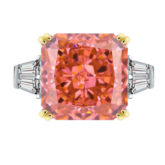 Pink Solitarie Cushion Cut Lab Grown Diamonds 18k White Gold Luxury Engagement Ring