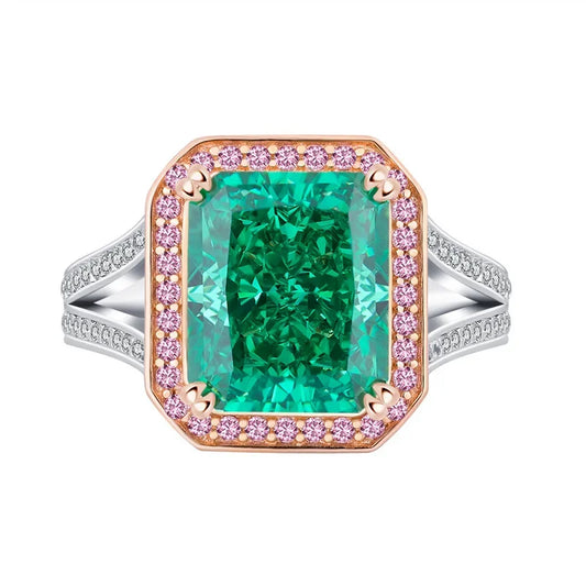 Fine Green Cushion Radiant Cut Lab Grown Diamonds 18k White Gold Engagement Ring | Mix Mix Style