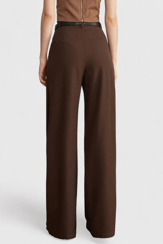 Pleated Full Length Trousers - Brown | Mix Mix Style [Hot Seller]