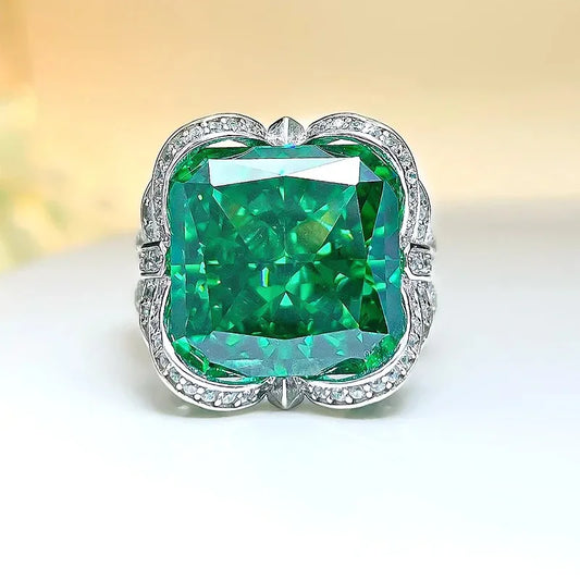Blue Cushion Cut Lab Grown Diamonds 18k White Gold Elegant Luxury Engagement Ring | Mix Mix Style