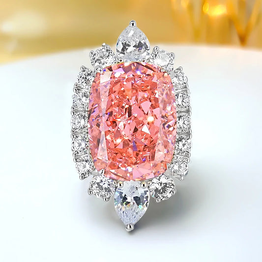 Pink Luxury Radiant Cut Lab Grown Diamonds 18k White Gold Versatile Engagement Ring | Mix Mix Style
