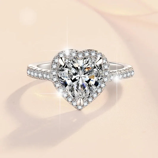 Dainty White Heart Cut Lab Grown Diamonds 18k White Gold Luxury Engagement Ring