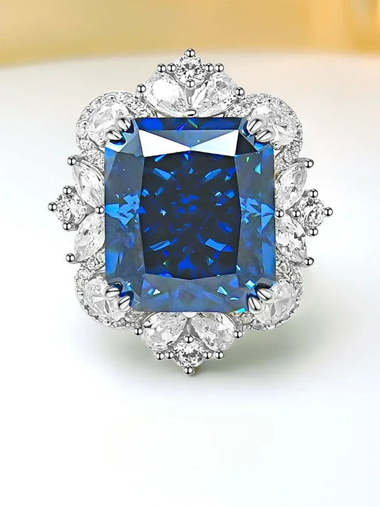 Fashionable Blue/Yellow Cushion Cut Diamond 4ct Colorful 18k White Gold Plated Enhahement Ring | Mix Mix Style