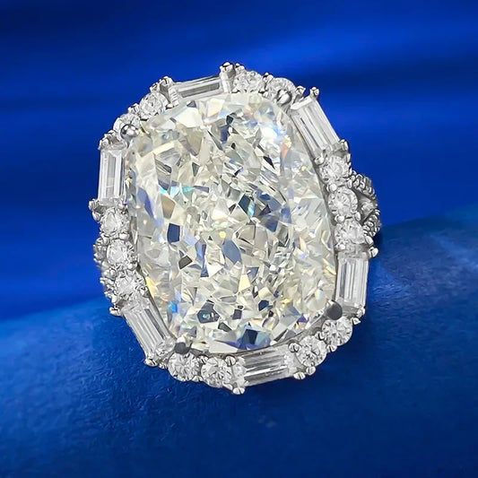 White Luxury Radiant Cut Lab Grown Diamond 18k White Gold Wedding Engagement Ring