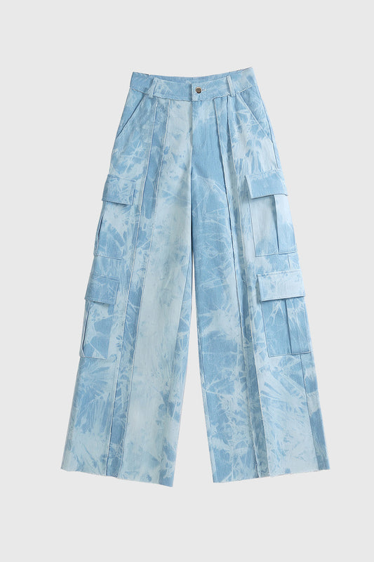 Wide Leg Jeans with Stitching - Blue | Mix Mix Style [Hot Seller]