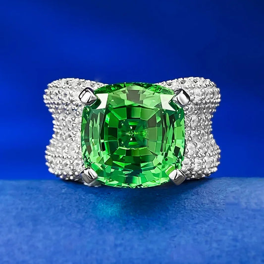 Green Cushion Cut Lab Grown Diamonds ct 18k White Gold Luxury Engagement Ring | Mix Mix Style
