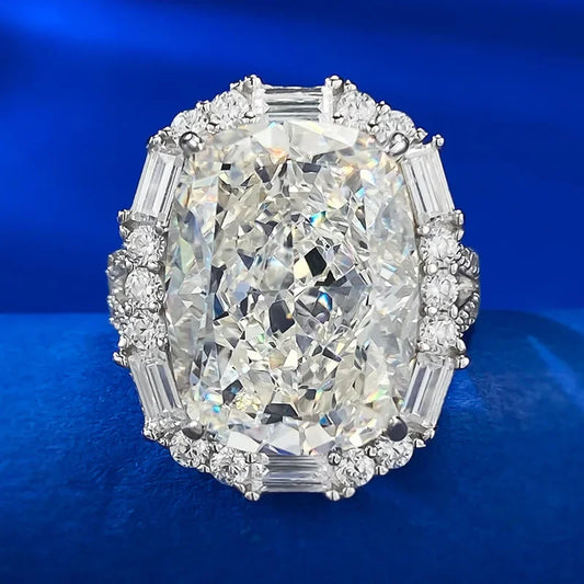White Luxury Radiant Cut Lab Grown Diamond 18k White Gold Wedding Engagement Ring