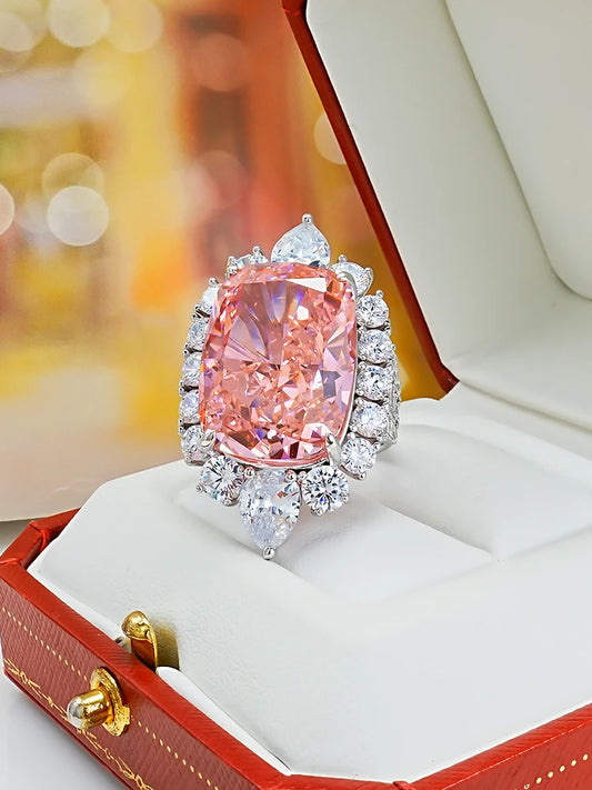 Pink Luxury Radiant Cut Lab Grown Diamonds 18k White Gold Versatile Engagement Ring | Mix Mix Style