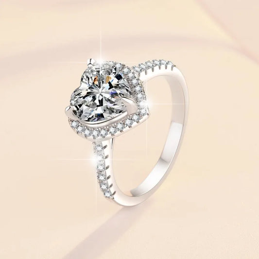 Dainty White Heart Cut Lab Grown Diamonds 18k White Gold Luxury Engagement Ring