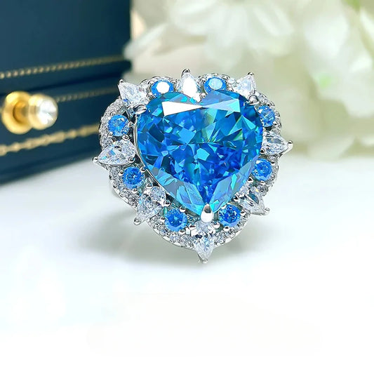 Blue Sky Heart Cut Lab Grown Diamonds 18k White Gold Luxury Engagement Ring
