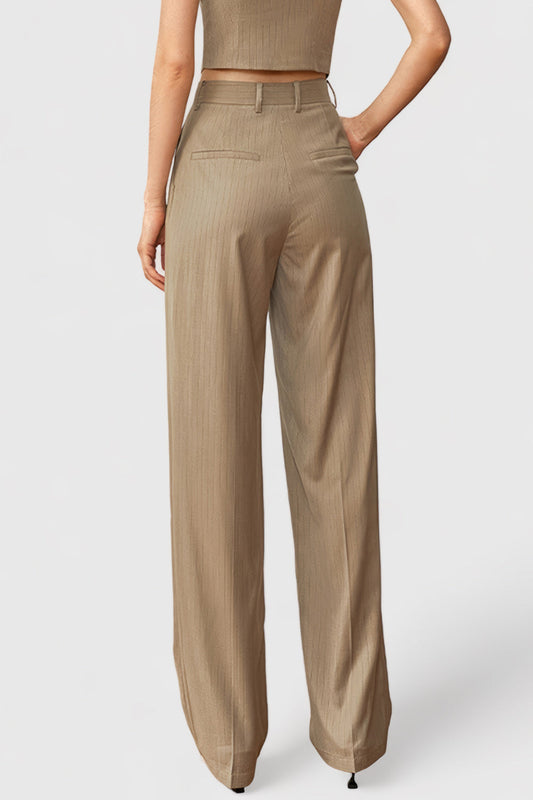 High Waisted Suit Trousers - Brown | Mix Mix Style [Hot Seller]