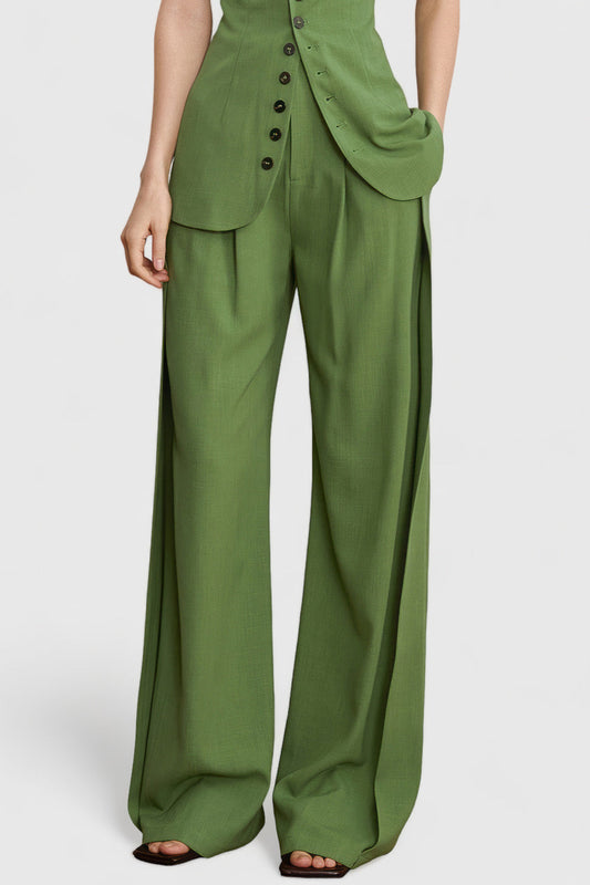 High Waisted Elegant Trousers - Green | Mix Mix Style [Hot Seller]
