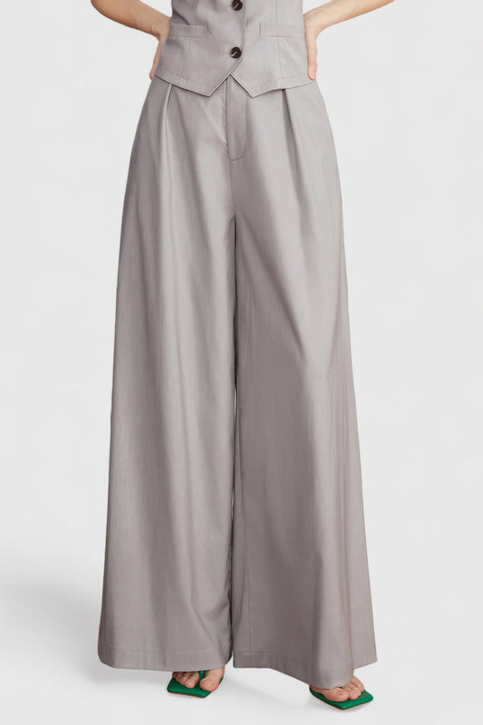 Wide Leg Trousers - Grey | Mix Mix Style [Hot Seller]