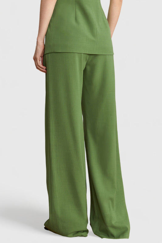 High Waisted Elegant Trousers - Green | Mix Mix Style [Hot Seller]
