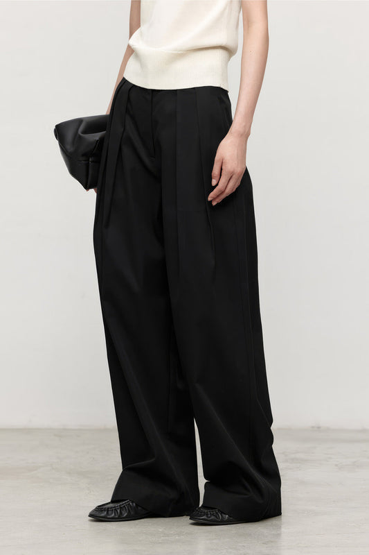 Oversized Pleated Trousers - Black | Mix Mix Style [Hot Seller]