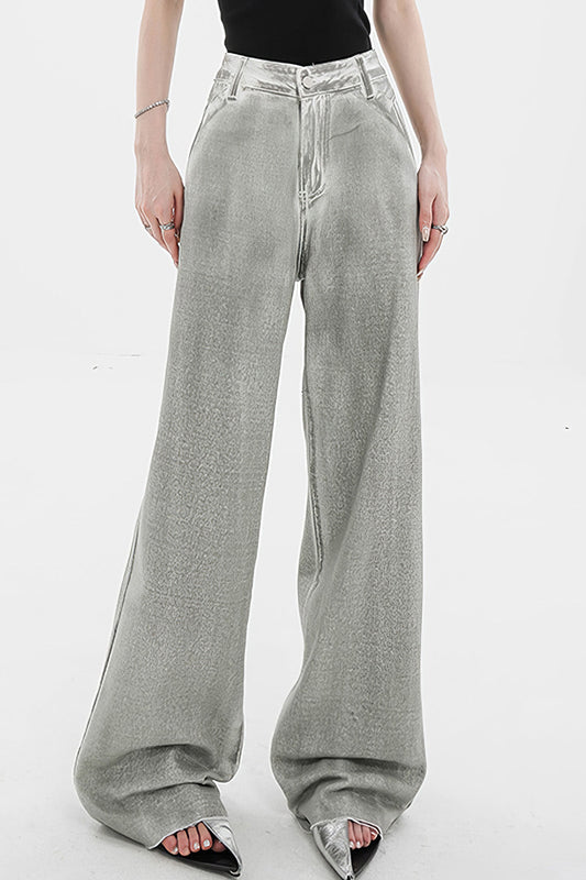 High Waisted Washed Jeans -  Grey | Mix Mix Style [Hot Seller]
