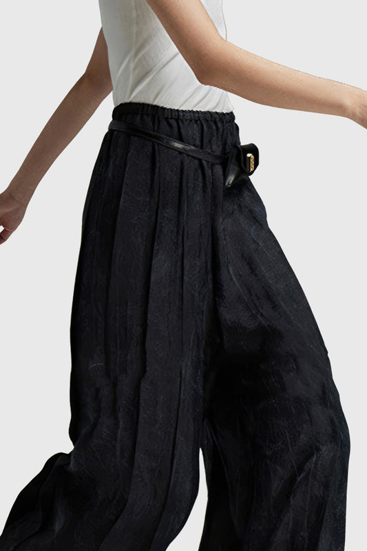 Pleated Wide Trousers - Black | Mix Mix Style [Hot Seller]