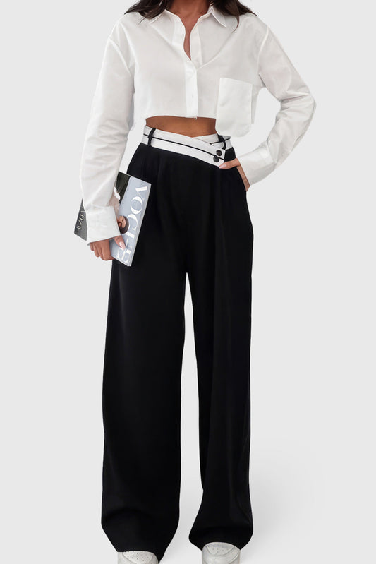 Classic Turn-Up Trousers - Black | Mix Mix Style [Hot Seller]