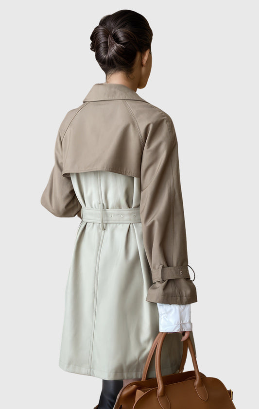 Khaki Elegant Double Breasted Trenchcoat with Matching Belt | Mix Mix Style [Hot Seller]