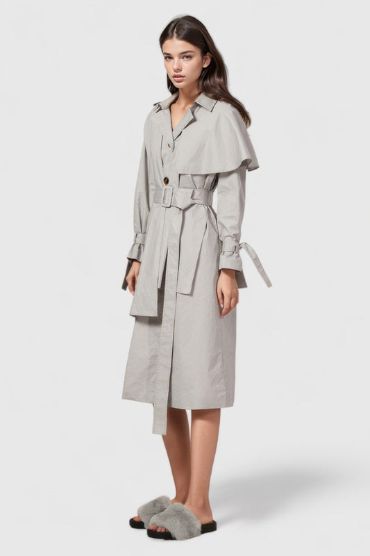 Chic Beige Trenchcoat with Asymmetrical Cuts | Mix Mix Style [Hot Seller]