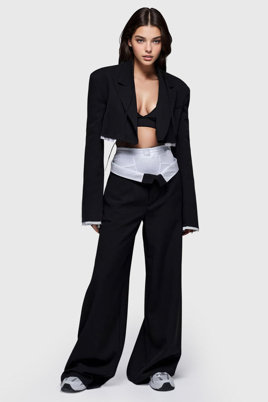 Casual 2-Piece Suit Blazer & Pants - Black | Mix Mix Style [Hot Seller]