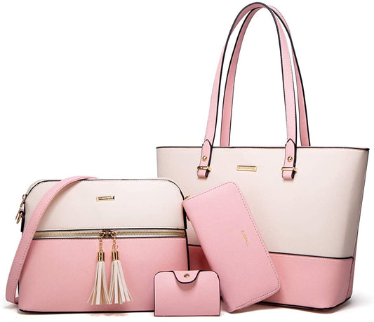 4-Piece Synthetic Leather Women's Fashion Handbag Collection