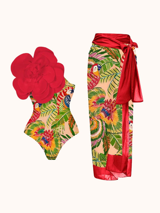 Multicolor Flower Printed Swimwear Two Piece Set | Mix Mix Style