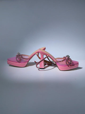 Anouk Bow Crystal Heels In Pink