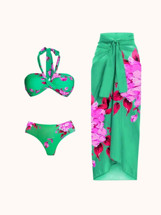 Beach Halterneck Bikini Three Piece Set | Mix Mix Style