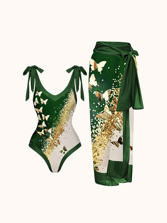 Bows Swimwear Two Piece Set In Green | Mix Mix Style