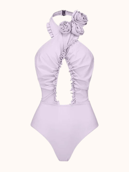 Cutout Halterneck Swimwear Two Piece Set In Lilac | Mix Mix Style