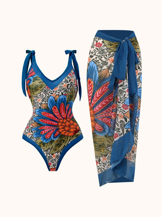 Pineapple Printed Swimwear Two Piece Set in Blue | Mix Mix Style