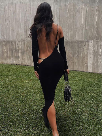 Long Sleeve Sexy Backless Party Dress for Women Clothes  Elegant Gown Hot Midi Dresses Fashion Outfits
