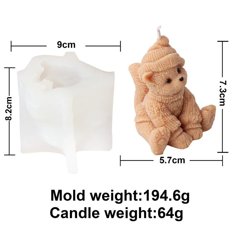 Cute Bear Silicone Mold Mini bear mold for Candle Making DIY Candle Mold  Aromatherapy Plaster Mold