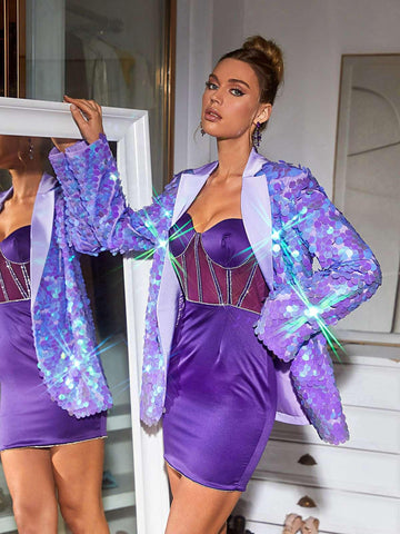 Corset Satin Mini Dress In Purple | Mix Mix Style [Hot Seller]