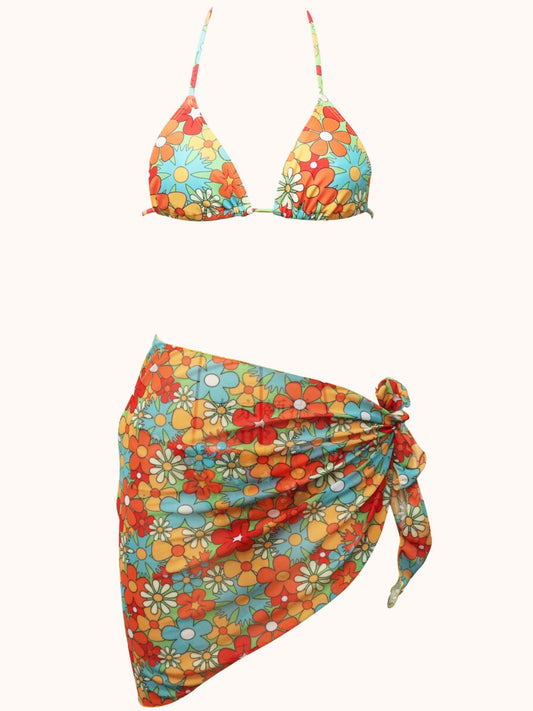Multicolor Floral Bikini Three Piece Set | Mix Mix Style
