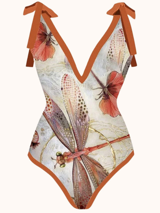 Multicolor Dragonfly Printed Swimwear Two Piece Set | Mix Mix Style