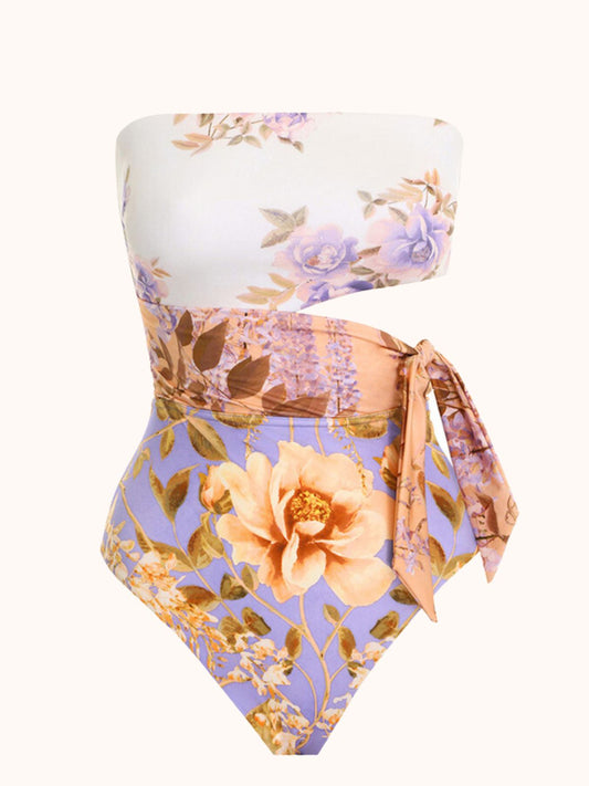Strapless Floral Swimwear Two Piece Set | Mix Mix Style